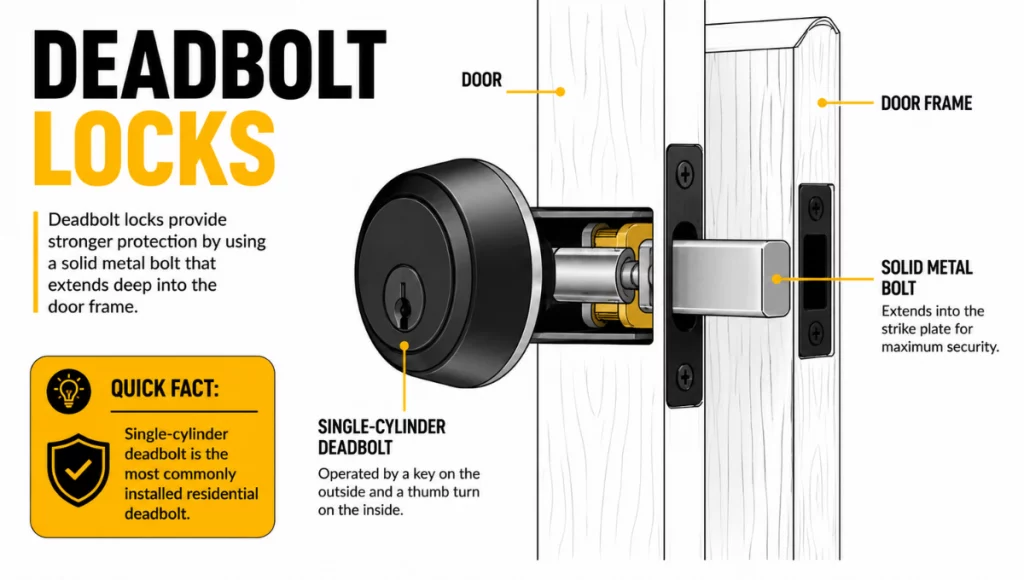 The single-cylinder deadbolt is the most commonly installed residential deadbolt