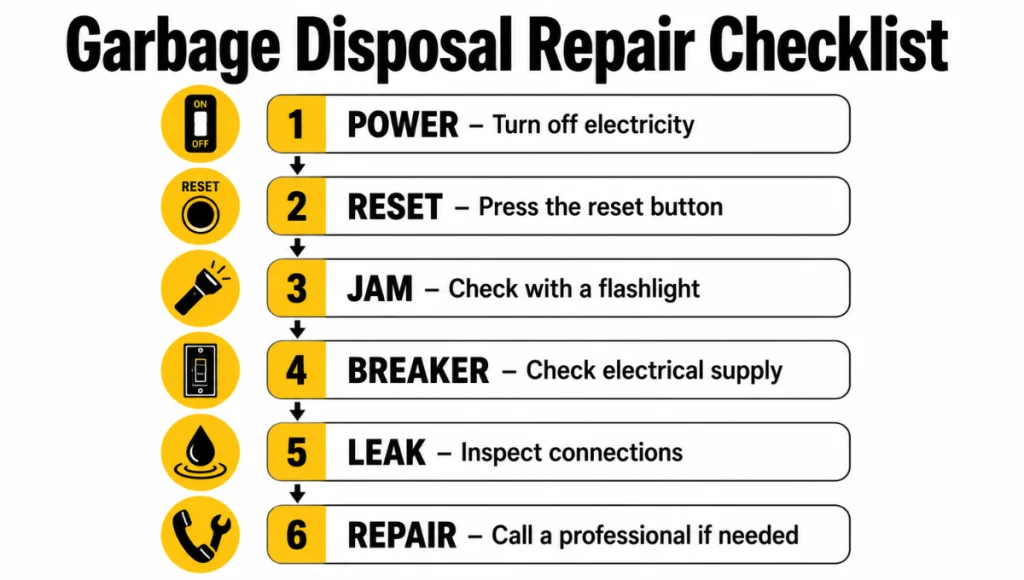 Garbage Disposal Repair Checklist Garbage Disposal Repair Checklist